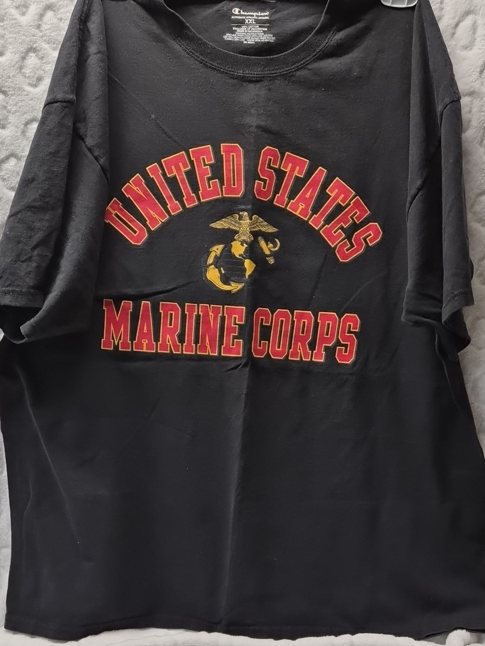 Champion Black USMC Graphic Tee with Red and Gold Print XXL
